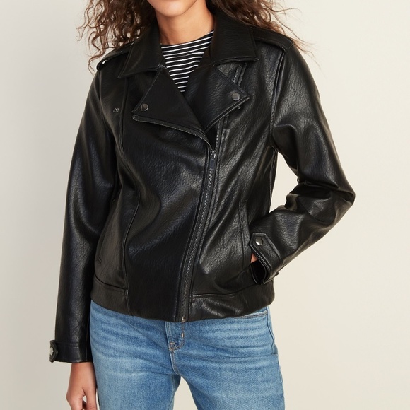 Old Navy Black Moto Faux Leather Jacket 